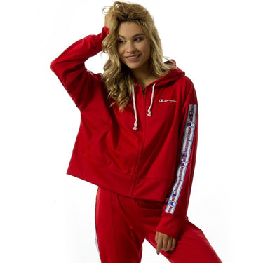 CHAMPION REVERSE WEAVE HOODED FULL ZIP TOP 111248 RS017 ROTES DAMEN-SWEATSHIRT - Shoelosophy