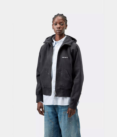 CARHARTT WIP DAMEN HOODED PAINTER JACKET I036842 SCHWARZ DESTROY WASH SPLATTER - Shoelosophy
