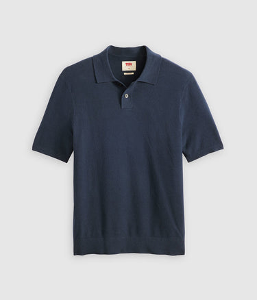 LEVI'S PULL TRICOT POLO A7294-0012 ROBE BLEU COTON LIN MÉLANGÉ - Shoelosophy