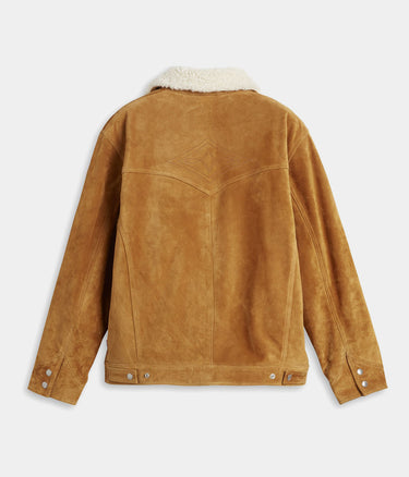 LEVI'S WESTERN SUEDE SHERPA TRUCKER JACKET EVENING SUN - Shoelosophy