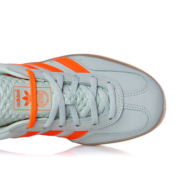 ADIDAS WOMENS GAZELLE INDOOR IF6982 LINEN GREEN SOLAR ORANGE - Shoelosophy