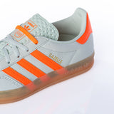 ADIDAS WOMENS GAZELLE INDOOR IF6982 LINEN GREEN SOLAR ORANGE - Shoelosophy