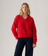 LEVI'S WOMENS REESE V NECK SWEATER 0037O-0000 TRUE RED - Shoelosophy