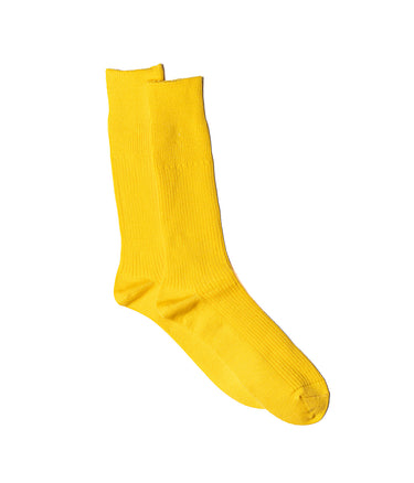 ANONYMOUS ISM BRILLIANT CREW SOCKS RIBBED YELLOW MADE IN JAPAN - Shoelosophy