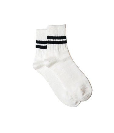 ANONYMOUS ISM SLUB LINE VIERTELSOCKEN WEISS SCHWARZ HERGESTELLT IN JAPAN - Shoelosophy