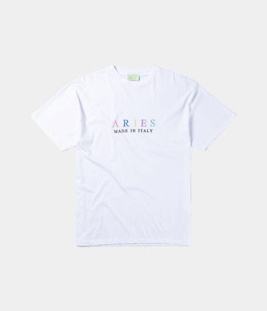 ARIES ARISE UNITED COLORS OF ARIES T-SHIRT WEISS HERGESTELLT IN ITALIEN - Shoelosophy