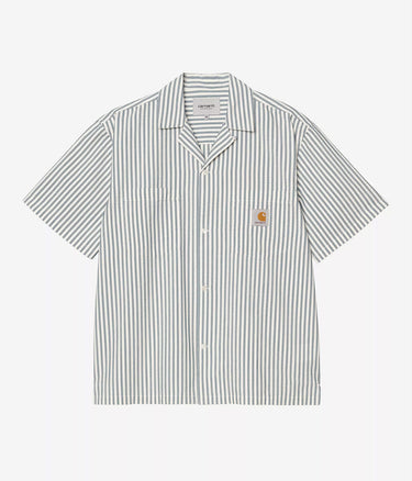CARHARTT WIP LEAVEL SHIRT I036203 BLUE RIVER WAX SEERSUCKER - Shoelosophy