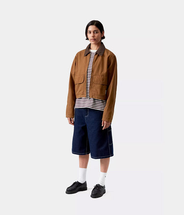 CARHARTT WIP 여성 프레스콧 재킷 I036512 블랙 가먼트 다이 염색 - 신발염증