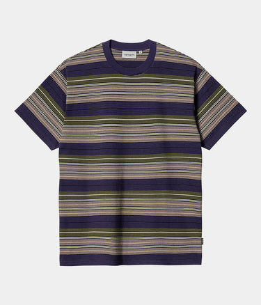 CARHARTT WIP COBY T-SHIRT I032995 STRIPER TYRIAN YARN DYED - Shoelosophy