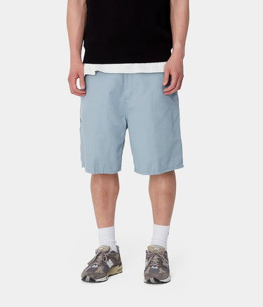CARHARTT WIP WALTER SINGLE KNEE SHORT I033583 BAUMWOLLLEINEN MISTY SKY RINSED - Shoelosophy