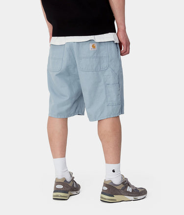 CARHARTT WIP WALTER SINGLE KNEE SHORT I033583 COTTON LINEN MISTY SKY RINSED - Shoelosophy