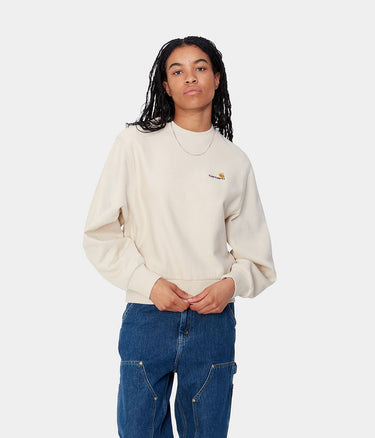 CARHARTT WIP WOMENS AMERICAN SCRIPT SWEATSHIRT I033649 MOONBEAM - Shoelosophy