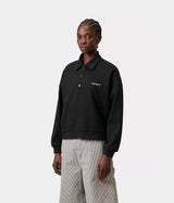 CARHARTT WIP WOMENS BRENTA POLO SWEATSHIRT I036291 SCHWARZ HEAVY STONE WASHED - Shoelosophy