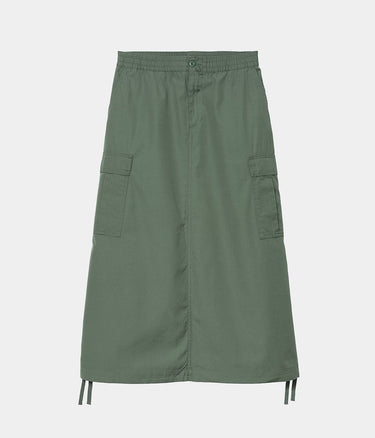 CARHARTT WIP WOMENS CARGO SKIRT LONG I033823 DUCK GREEN - Shoelosophy