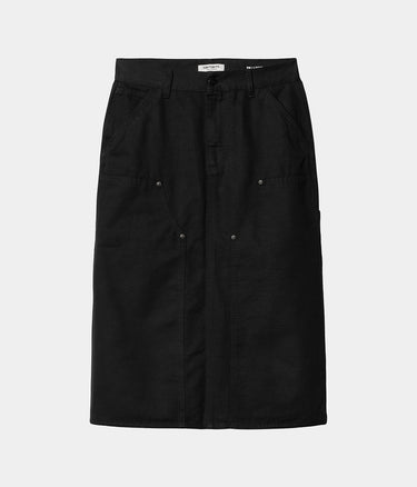 CARHARTT WIP WOMENS DOUBLE KNEE SKIRT I033773 BLACK RINSED - Shoelosophy