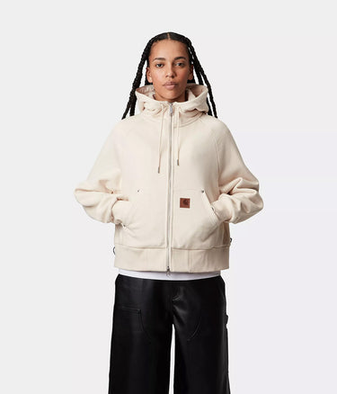 CARHARTT WIP WOMENS HOODED ELDON SWEATSHIRT JACKET I034374 NATURAL - Shoelosophy