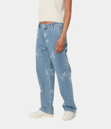CARHARTT WIP WOMENS MEITLAND STAMP PANT I033742 BLUE BLEACHED - Shoelosophy