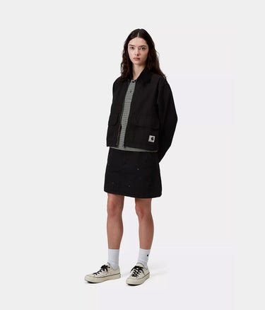 CARHARTT WIP WOMENS PRESCOTT JACKET I036512 BLACK GARMENT DYED - Shoelosophy
