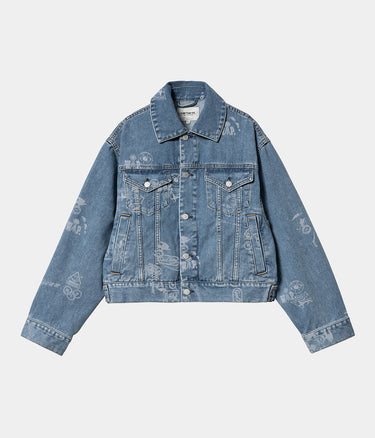 CARHARTT WIP WOMENS STAMP JACKET I033744 DENIM MAITLAND - Shoelosophy
