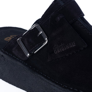 CLARKS ORIGINALS DAMEN DESERT TREK WEDGE MULE SCHWARZES WILDLEDER - Shoelosophy