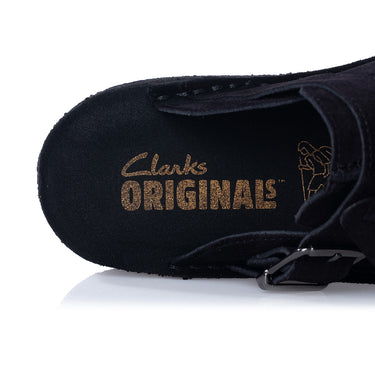 CLARKS ORIGINALS DAMEN DESERT TREK WEDGE MULE SCHWARZES WILDLEDER - Shoelosophy
