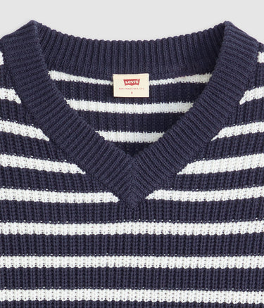 LEVI'S DAMEN REESE V-AUSSCHNITT-SWEATER 0037O-0004 PARISIENNE STRIPE - Shoelosophy