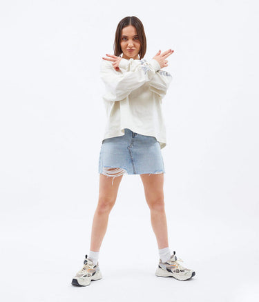 DR DENIM 2030121 ECHO SKIRT BLEACH SKY TRASHED HEM - Shoelosophy