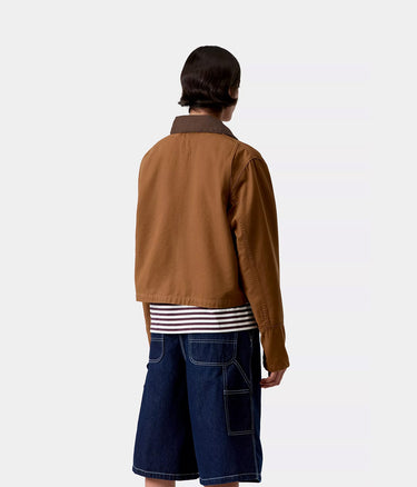 CARHARTT WIP 여성 프레스콧 재킷 I036512 블랙 가먼트 다이 염색 - 신발염증