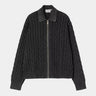 CARHARTT WIP WOMENS CARTER KNIT JACKET I035180 BLACK GARMENT DYED - Shoelosophy