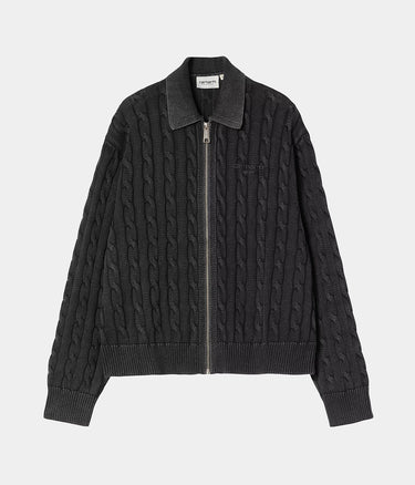 CARHARTT WIP WOMENS CARTER KNIT JACKET I035180 SCHWARZ STÜCKGEFÄRBT - Shoelosophy