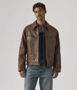 LEVI'S CORONA HEIGHT LEATHER JACKET 005BO-0000 WORN SEPHIA BROWN - Shoelosophy