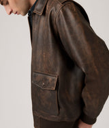 LEVI'S CLAYTON LEATHER AVIATOR JACKET 003AU-0000 BROWN LEATHER BRACKEN - Shoelosophy