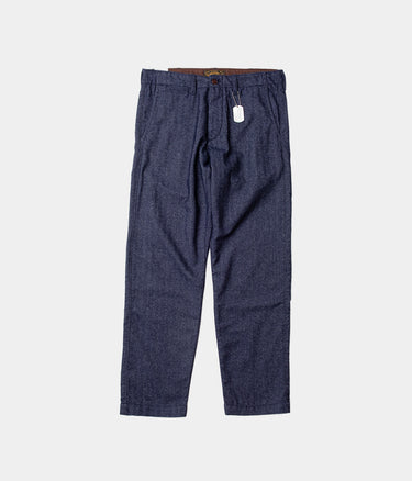 CHESAPEAKE'S WOOL HBT OFFICER CHINO INDIGO HERRINGBONE - Shoelosophy