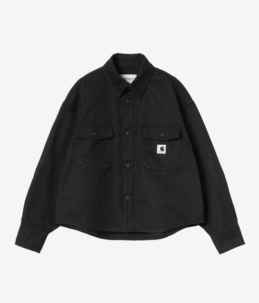 CARHARTT WIP WOMENS KELLY SHIRT JACKET I036320 BLACK RINSED - Shoelosophy