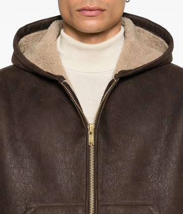 BARACUTA SHEARLING HOODY JACKET BRCPS1129 DUNKELBRAUN - Shoelosophy