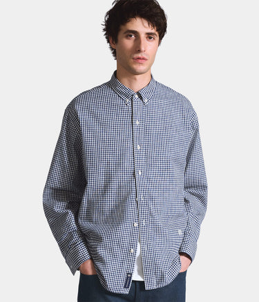 LEVI'S BLUE TAB RELAXED BUTTON DOWN SHIRT 001LI-0002 MICRO PLAID WHITE NAVY - Shoelosophy