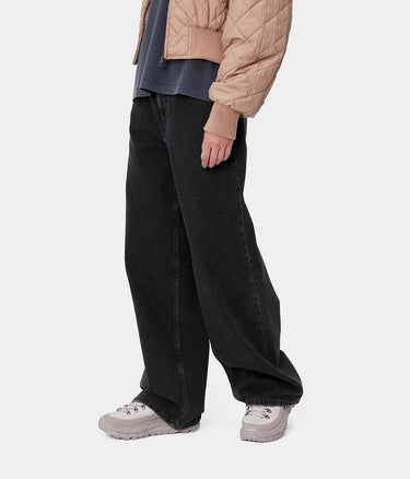 CARHARTT WIP WOMENS JANE PANT I030497 BLACK HEAVY STONE WASHED - Shoelosophy