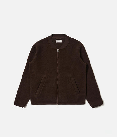 UNIVERSAL WORKS ZIP BOMBER WOLLFLEECE 00018 BRAUN - Shoelosophy