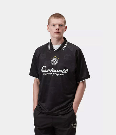 CARHARTT WIP TERRACE FOOTBALL T-SHIRT I037567 HEART TRAIN JACQUARD SCHWARZ - Shoelosophy