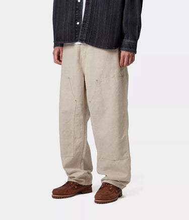 CARHARTT WIP WALTER DOUBLE KNEE PANT I033580 COTTON LINEN NATURAL RINSED - Shoelosophy