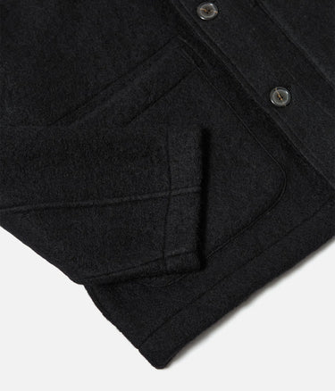UNIVERSAL WORKS FIELD JACKET 00017 WOOL FLEECE BLACK - Shoelosophy