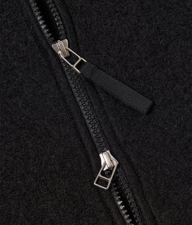 UNIVERSAL WORKS ZIP BOMBER WOLLFLEECE 00018 SCHWARZ - Shoelosophy