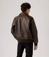 LEVI'S CLAYTON LEATHER AVIATOR JACKET 003AU-0000 BROWN LEATHER BRACKEN - Shoelosophy