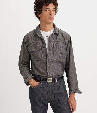LEVI'S AUBURN WORKER SHIRT A7224-0002 RILEY BLACK CHAMBRAY - Shoelosophy