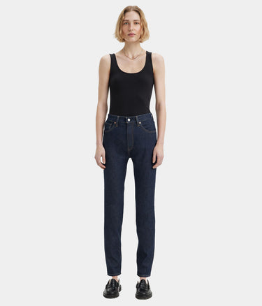 LEVI'S MADE OF JAPAN 여성용 하이라이즈 슬림 셀비지 다크 린스드 - Shoelosophy