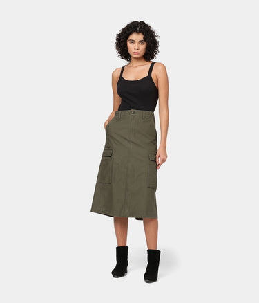 LEVI'S WOMENS CARGO MIDI SKIRT A7539-0003 OLIVE NIGHT - Shoelosophy