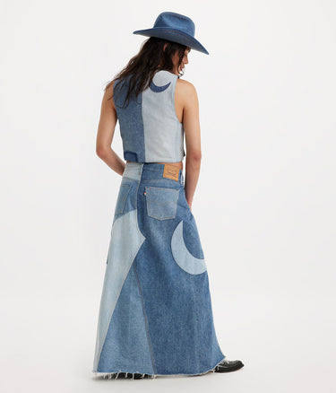 LEVI'S WOMENS PRIDE ICON LONG SKIRT A8395-0000 PATCHWORK DENIM - Shoelosophy