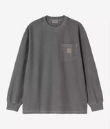 CARHARTT WIP 루즈 포켓 티셔츠 I036862 블랙 가먼트 다이 긴팔 - Shoelosophy