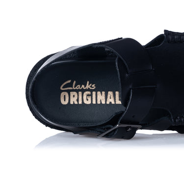 CLARKS ORIGINALS WOMENS MEARE BUCKLE BLACK LEATHER - Shoelosophy