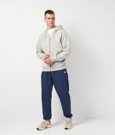 NEW BALANCE FLEECE HOODED SWEATSHIRT JACKET MJ41502AG GREY HEATHER - Shoelosophy